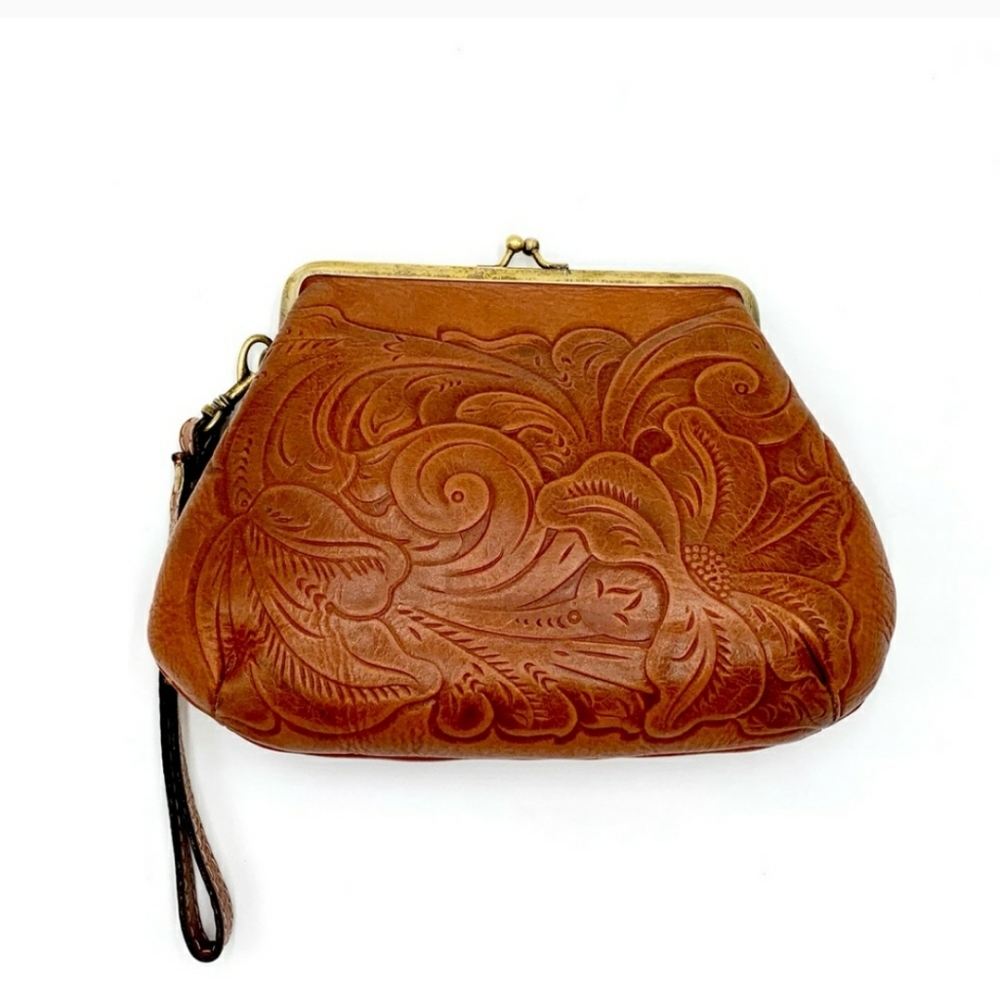Patricia Nash Tooled Leather Wristlet  Clutch Bag